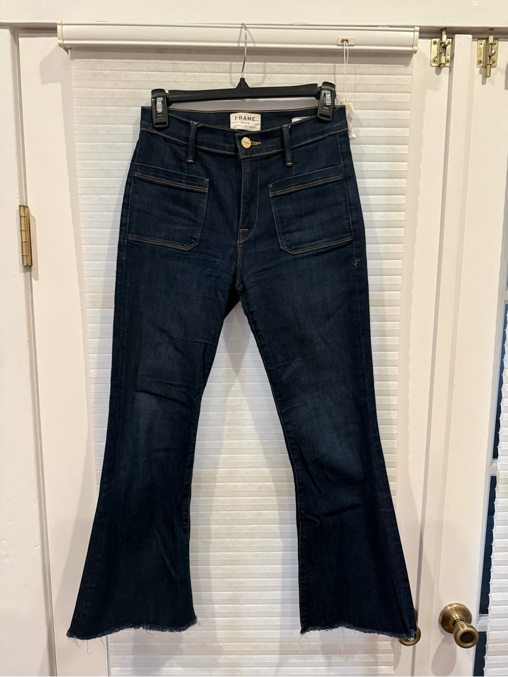 Frame Denim Indigo High-Rise Cropped Flare Jeans